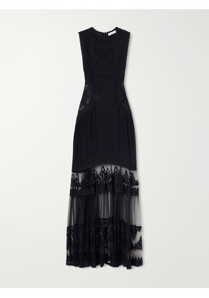 Ulla Johnson - Florence Embroidered Tulle And Silk Crepe De Chine Gown - Black - US00,US0,US4,US6,US12
