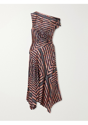 STAUD - Portia Ruched Printed Silk-blend Midi Dress - Multi - US0,US2,US4,US6,US8,US10,US12