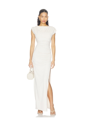 Susana Monaco Short Sleeve Gathered Slit Dress in Ivory. Size XS. Also in S, M, L, XL.