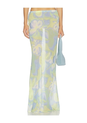 Runaway The Label Cyrus Low Waist Sheer Maxi Skirt in Green. Size XS. Also in S, M, L, XL.
