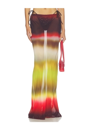 Runaway The Label Cyrus Low Waist Sheer Maxi Skirt in Multi. Size XS. Also in S, M, L, XL.
