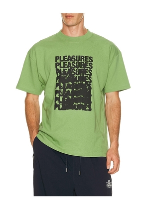 Pleasures Immolate T-Shirt in Sage. Size S. Also in M, L, XL/1X.