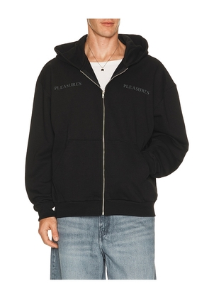 Pleasures Spine Full Zip Hoodie in Black. Size S. Also in M, L, XL/1X.