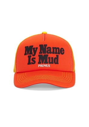 Pleasures x Primus Mud Trucker Hat in Orange.