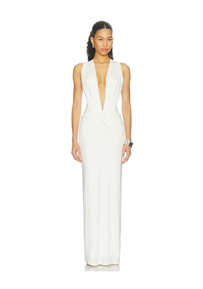 Shona Joy Miro Sleeveless Plunged Maxi Dress in Ivory. Size XS. Also in S, M, L, XL.