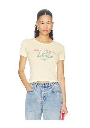 The Laundry Room Hot Girls Drink Tequila Baby Tee in Yellow. Size XS. Also in S, M, L, XL.