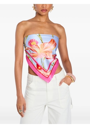 Retrofete floral-print silk top - Blue