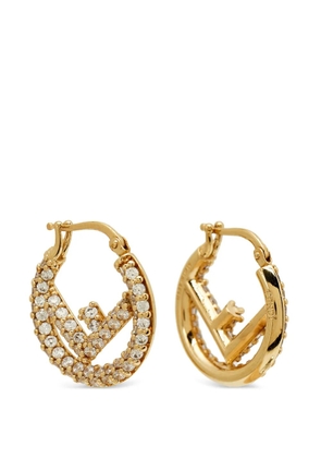 Fendi Pre-Owned crystal-embellished hoop earrings - Gold