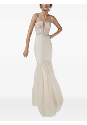 Vera Wang beaded strapless maxi dress - Neutrals