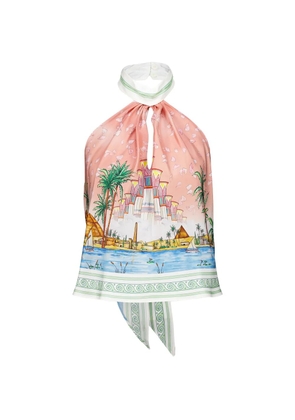 Casablanca graphic-print halterneck top - Pink