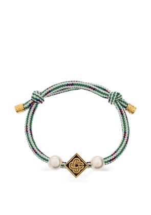 Casablanca pearl-embellished logo-plaque bracelet - Gold