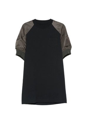 sacai panelled puff-sleeve mini T-shirt dress - Black