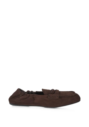 Miu Miu logo-print suede loafers - Brown