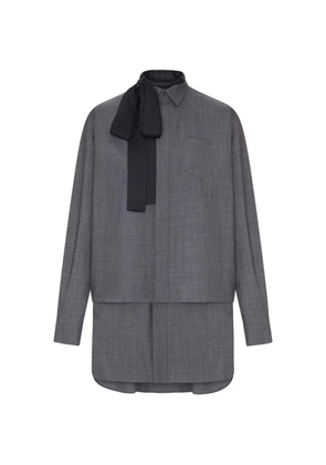 sacai pussy-bow layered dress - Grey