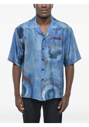 Marni printed silk bowling shirt - Blue