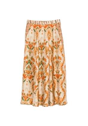 Pierre-Louis Mascia Aloe ikat-print midi skirt - Neutrals