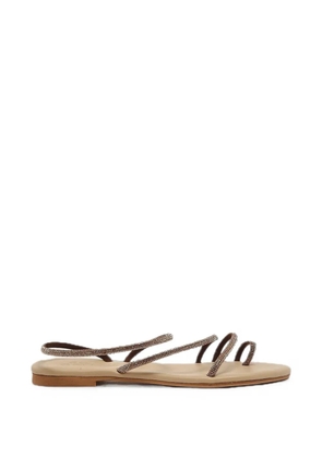 MC2 Saint Barth Ring strass-embellished wrap-around flat sandals - Neutrals