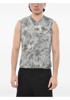 Givenchy cat-print cotton tank top - Grey