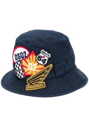 DSQUARED2 logo patches bucket hat - Blue