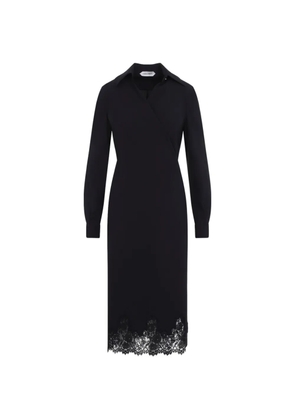 Alberta Ferretti midi lace-trim wrap dress - Black