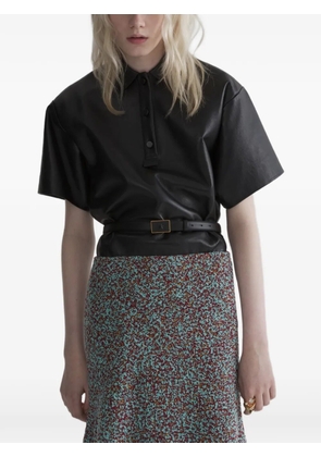 Mugler leather polo shirt - Black