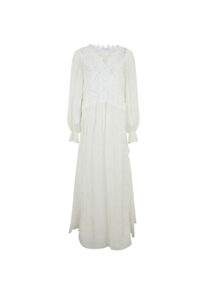 Alberta Ferretti sangallo lace long day dress - White