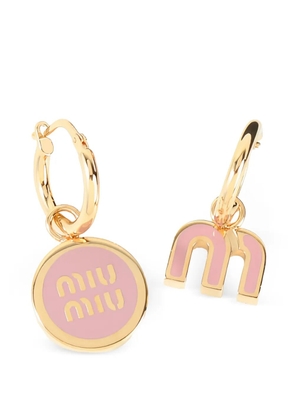 Miu Miu logo-pendant hoop set of three earrings - Gold