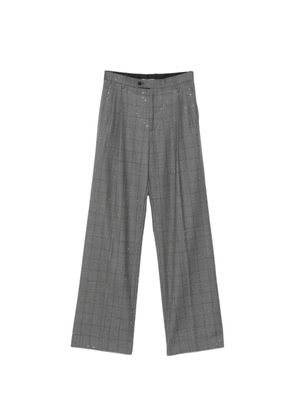SANDRO rhinestone-embellished checked trousers - Grey