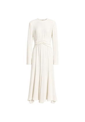 Alberta Ferretti gathered-waist long-sleeve midi dress - White