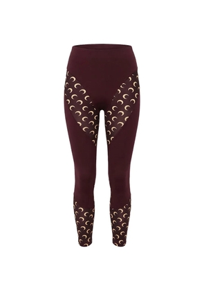 Marine Serre Moon-print panelled leggings - Red