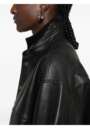 Haikure leather oversized jacket - Black