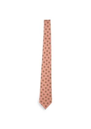 Kiton floral-pattern silk tie - Pink