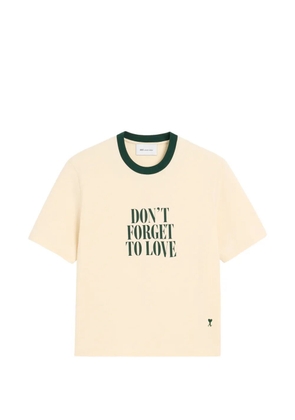 AMI Paris printed cotton Don't Forget To Love T-shirt - Neutrals