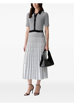 Karl Lagerfeld striped pleated midi dress - White