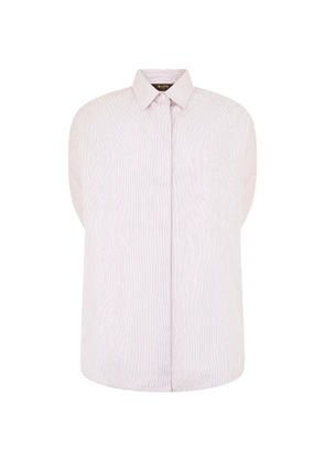 Moorer vertical-stripe short-sleeve shirt - White