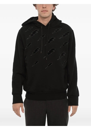 Neil Barrett Thunderbolt embroidered hoodie - Black