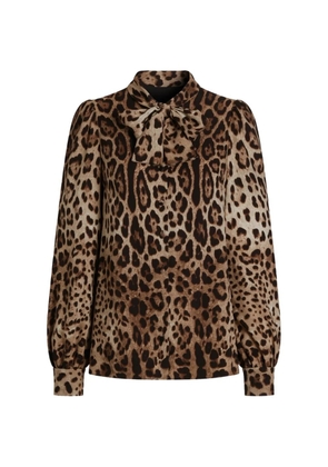 Dolce & Gabbana leo-print silk charmeuse shirt - Neutrals