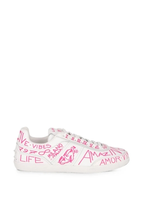 Tod's graffiti-print leather sneakers - White