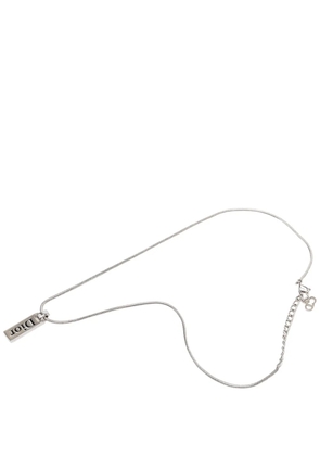 Christian Dior Pre-Owned 1998-2004 Palladium Plated Enamel Logo Plaque Pendant Necklace costume necklace - Silver