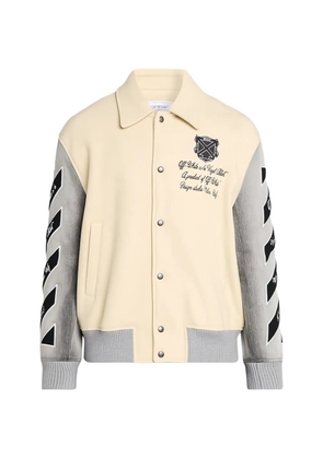 Off-White logo-embroidered varsity jacket - Neutrals