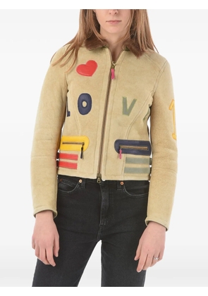 History Repeats embroidered shearling jacket - Neutrals