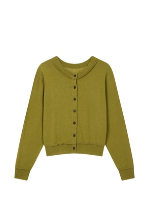 TOMBOY ribbed-trim round-neck cardigan - Green