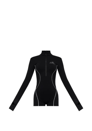 Balenciaga logo-print panelled playsuit - Black