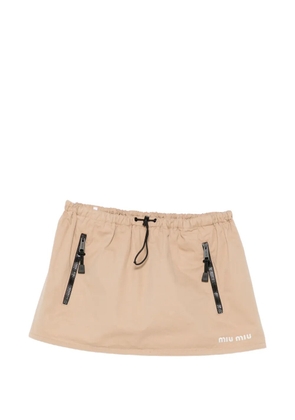 Miu Miu drawstring-waist logo-print skirt - Neutrals