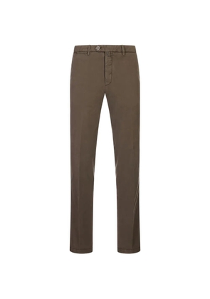 Kiton logo-patch straight-leg trousers - Brown