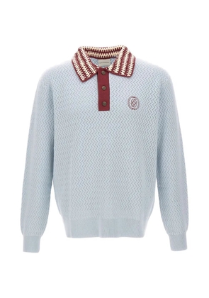 Drôle De Monsieur openwork-knit crochet-collar polo shirt - Blue