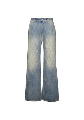 Balmain quilted faded jeans - Blue