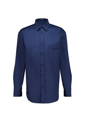 Balmain logo-embroidered chest-pocket shirt - Blue
