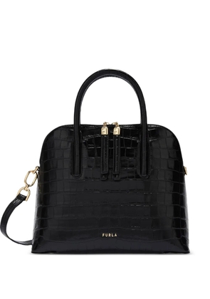 Furla S Atmosfera Dome croc-effect leather tote bag - Black