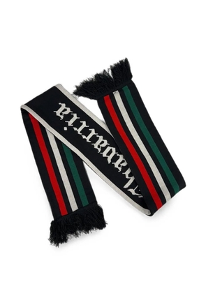 Willy Chavarria logo-patch fringed scarf - Black